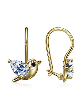 Серьги из желтого золота с фианитами 0,25 ct