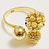 Стильное кольцо из желтого золота с шариками