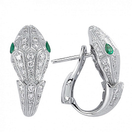 Серьги из золота с бриллиантами и изумрудами