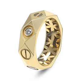 Кольцо из желтого золота с фианитами