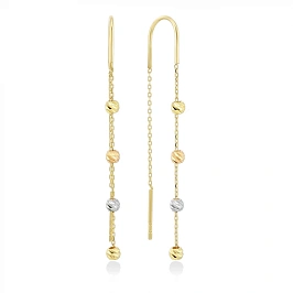 Серьги протяжки из золота с шариками