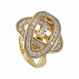 Кольцо из желтого золота с бриллиантами 0,14 ct