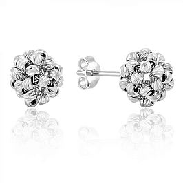 Серьги с шариками из белого золота