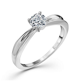 Кольцо из белого золота с бриллиантом 0,35 ct
