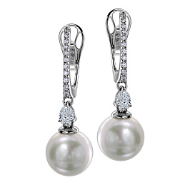 Серьги из белого золота с жемчугом 20,56 ct