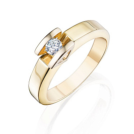 Кольцо из желтого золота с бриллиантом 0,2 ct