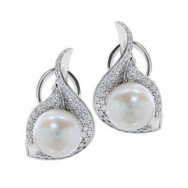 Серьги из белого золота с жемчугом