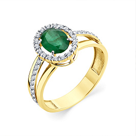 Кольцо из желтого золота с изумрудом 1,099 ct
