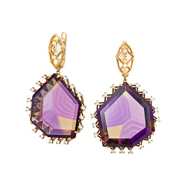 Серьги из желтого золота с аметринами 73,45 ct