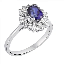 Золотое кольцо с бриллиантами и сапфиром