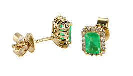 Серьги из желтого золота с изумрудами 0,97 ct