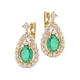 Серьги из желтого золота с изумрудами 2,32 ct