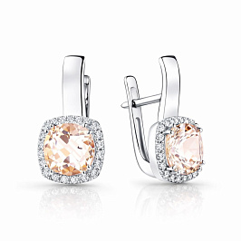 Серьги из белого золота с морганитами 3,209 ct