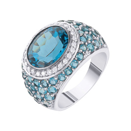 Кольцо из белого золота с топазами 5,93 ct