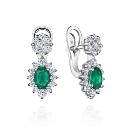 Серьги из белого золота с изумрудами 1,26 ct