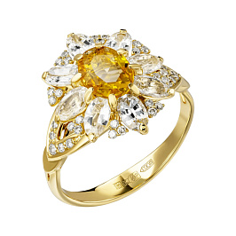 Кольцо из желтого золота с сапфирами 0,84 ct