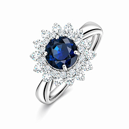Кольцо из белого золота с сапфиром 1,6 ct