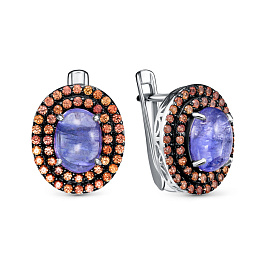 Серьги из серебра с танзанитом