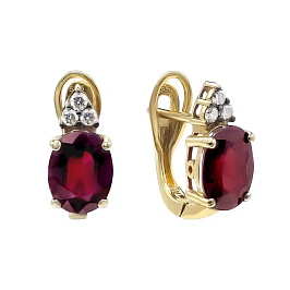 Серьги из желтого золота с рубинами 4,14 ct
