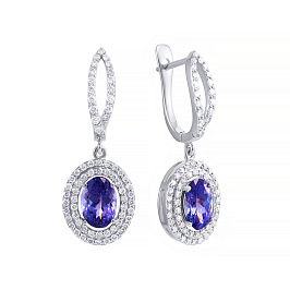 Серьги из белого золота с танзанитами 2,05 ct