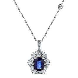 Колье из белого золота с сапфиром 1,37 ct