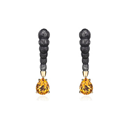 Серьги из серебра с цитрином