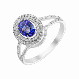 Кольцо из белого золота с танзанитом 0,87 ct