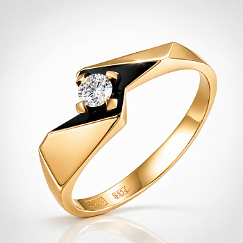 Кольцо из желтого золота с бриллиантом 0,085 ct