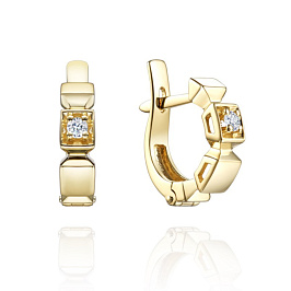 Серьги из желтого золота с бриллиантами 0,11 ct