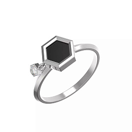 Кольцо из золота с ониксом 0,35 ct