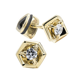 Серьги из желтого золота с бриллиантами 0,4 ct