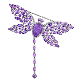 Брошь из белого золота с аметистами 4,42 ct