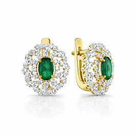 Серьги из желтого золота с изумрудами 1,299 ct