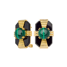 Серьги из серебра с малахитом