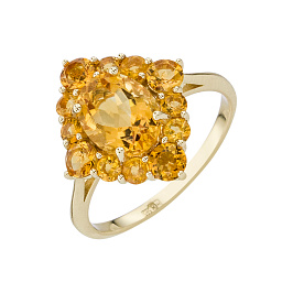 Кольцо из желтого золота с цитринами