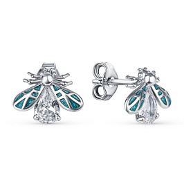 Серьги из серебра с фианитами 0,25 ct