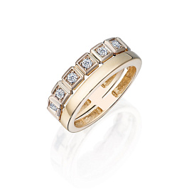 Кольцо из желтого золота с бриллиантами