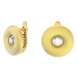 Серьги из желтого золота с бриллиантами 0,3 ct