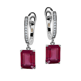 Серьги из белого золота с рубинами 8,83 ct