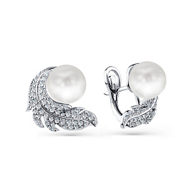 Серьги из белого золота с жемчугом