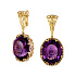 Серьги из желтого золота с аметистами 67,67 ct