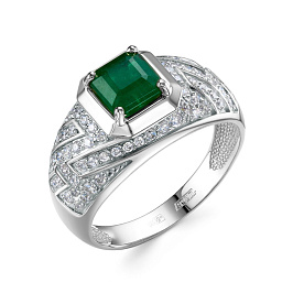 Кольцо из белого золота с изумрудом 1,18 ct