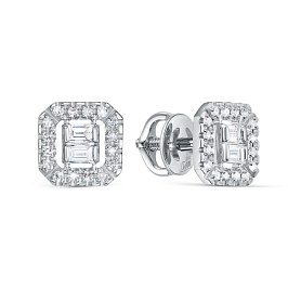Серьги из белого золота с бриллиантами 0,18 ct