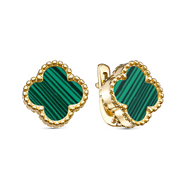 Серьги из желтого золота с малахитом 5,063 ct
