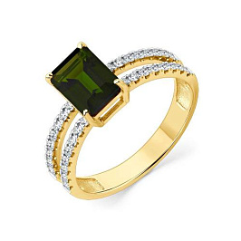 Кольцо из желтого золота с хромдиопсидом 1,789 ct
