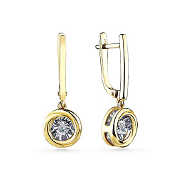 Серьги из желтого золота с бриллиантами 0,084 ct