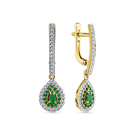 Серьги из желтого золота с изумрудами 0,292 ct