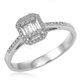 Кольцо из белого золота с бриллиантами (17.0)