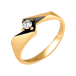 Кольцо из желтого золота с бриллиантом 0,085 ct