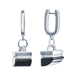 Серьги из серебра с ониксом